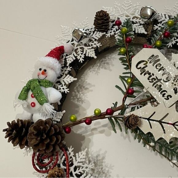 Handmade Wreath Christmas Snowman Snowflake - Picture 11 of 13